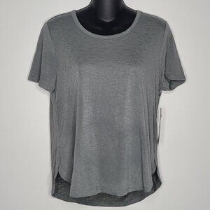 Athleta Breezy Crewneck Tee T Shirt Size M P Medium Petite NEW MSRP $54 Stripe